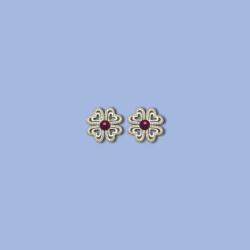 NA0796 au náušnice na dřík čtyřlístek s kabošonem/barvou, 7 x 7mm
