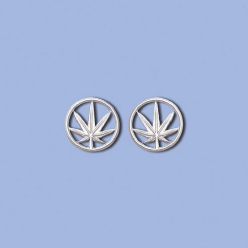 NA0064 ag náušnice marihuana, 12 x 12mm