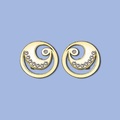 NA0837 au náušnice spirály na dřík s kamínkama/barvou, 12 x 12mm