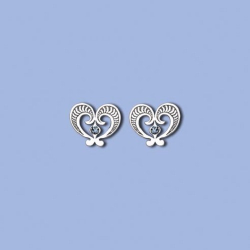 NA0784 ag náušnice srdíčka na dřík s kamínkem/barvou, 9 x 10mm