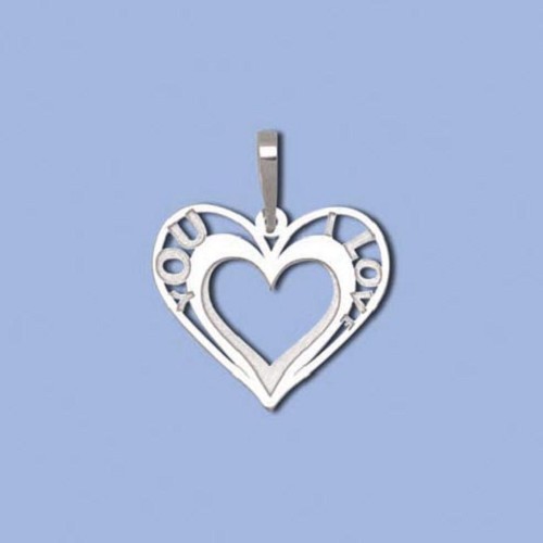 PA0197 ag přívěs srdíčko I love you, 19 x 21mm