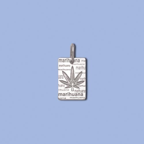 PA0348 ag přívěs destička s marihuanou, 15 x 10mm
